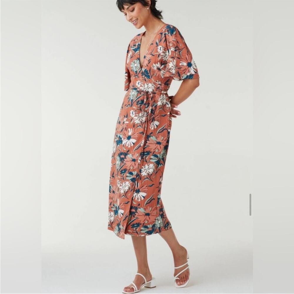 Vetta Capsule The Getaway Convertible Half Sleeve Retro Floral Wrap Tie Dress XS